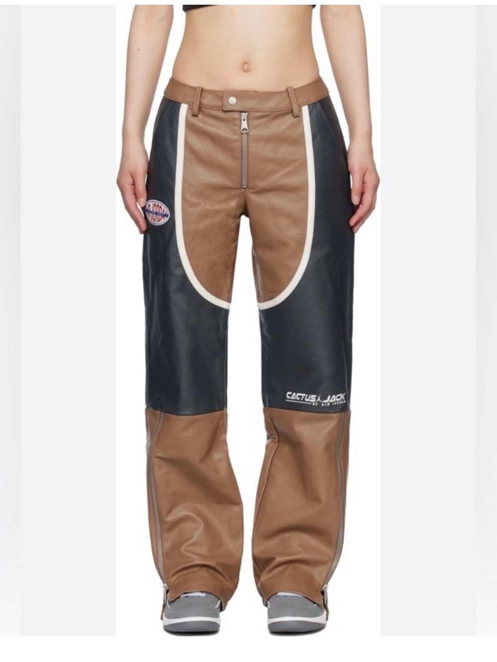Jordan Two-Tone Brown & Black Leather Pants